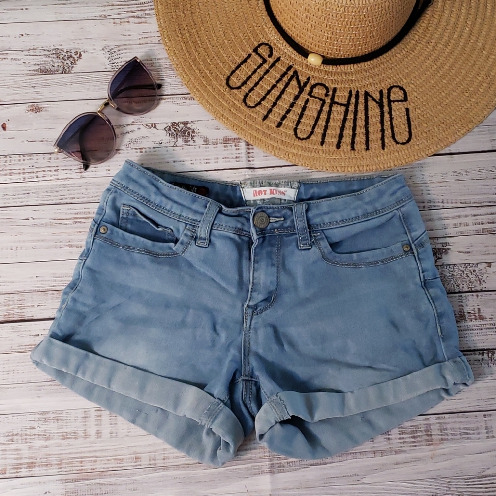 Denim Cuffed Short Shorts Hot Kiss Size 3